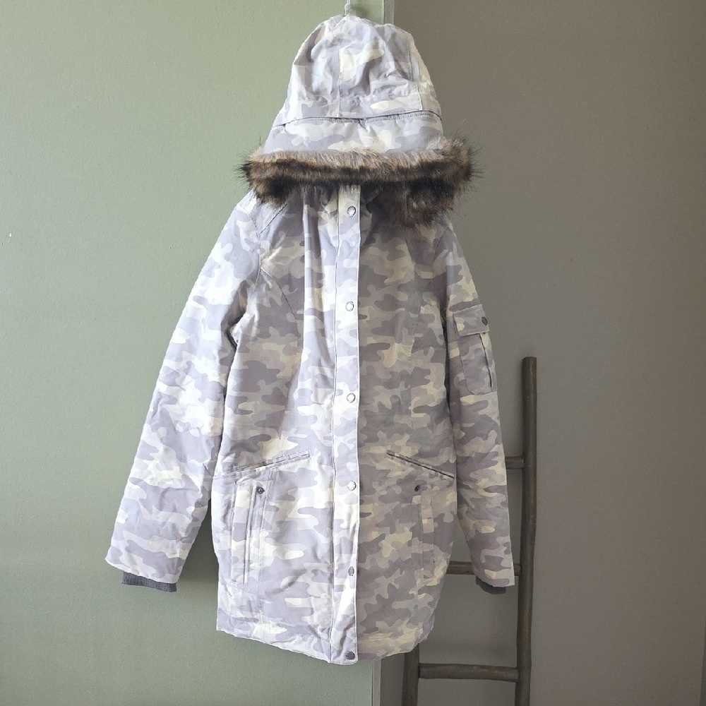 Eddie Bauer Womens Gray Camouflage Puffer Jacket